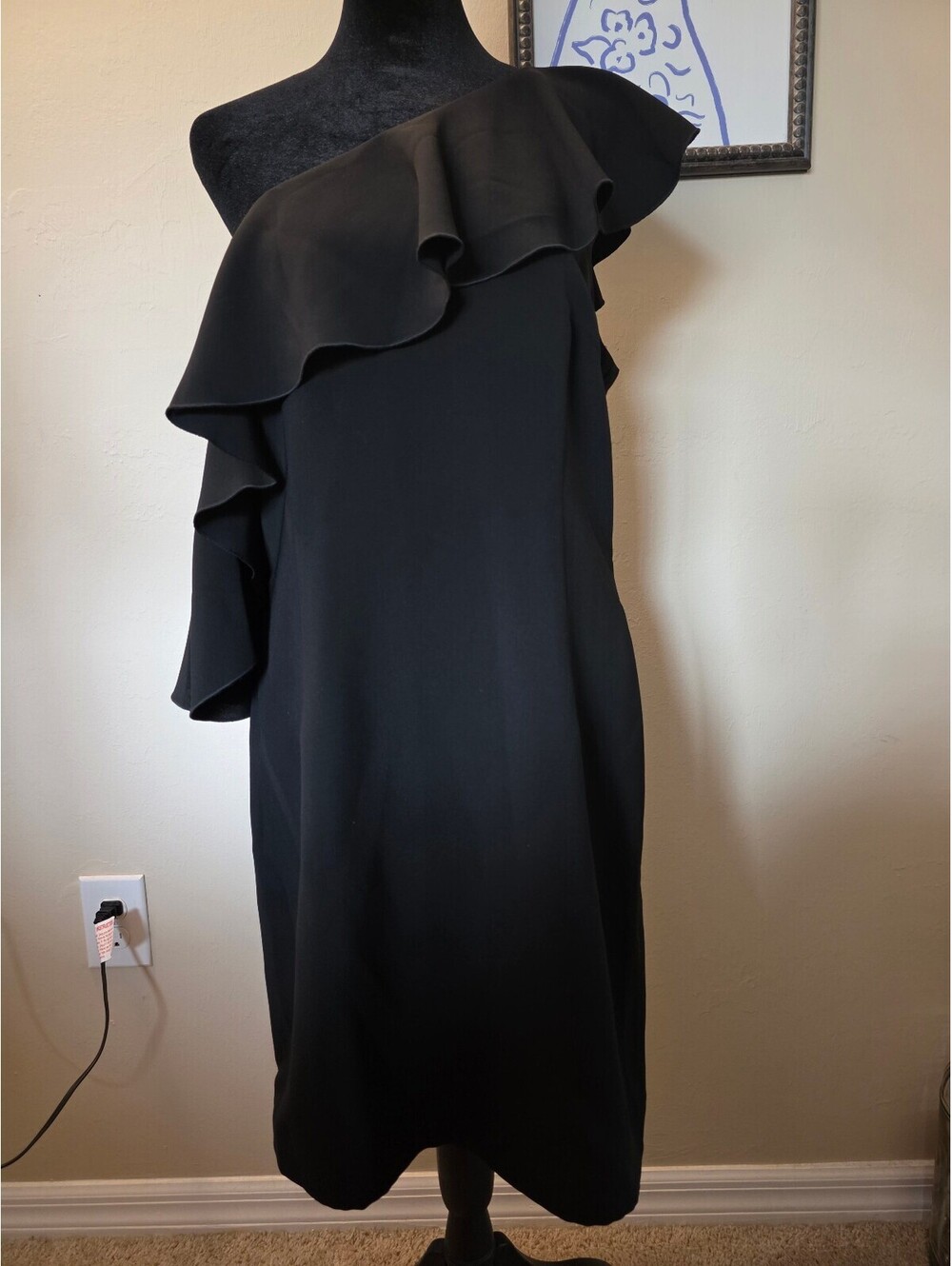Marciano Women's Black One-Shoulder Ruffle Dress - New with Tags